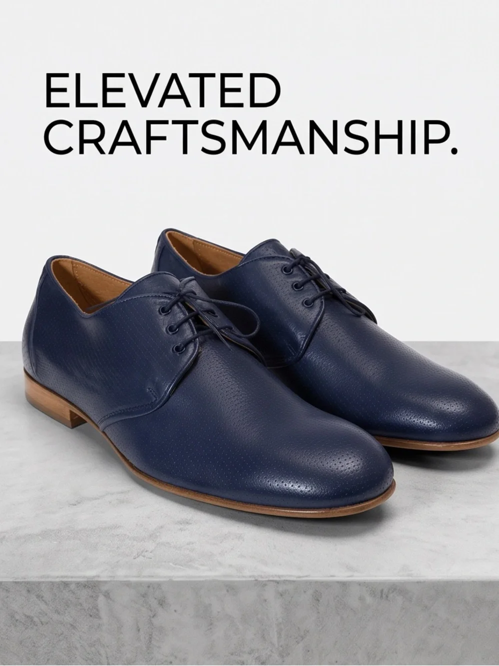 Baldinini Men’s Navy Perforated Soft Leather Comfort Derby Shoes